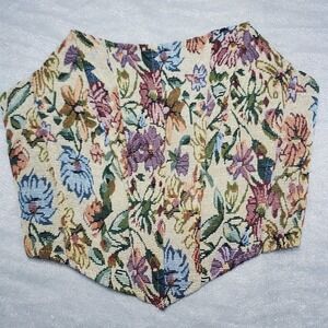 Floral Tapestry Corset Top Lace Up Back Boned Bustier M Renaissance Cottagecore